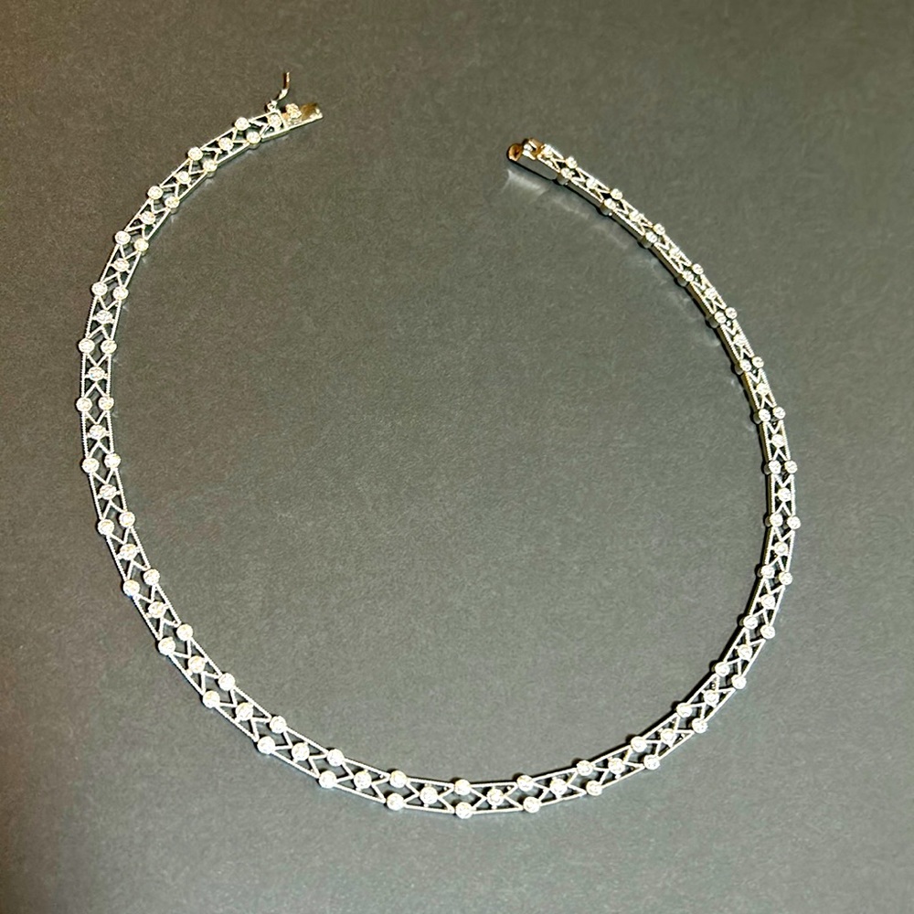 Silver Choker Necklace (925/CZs)